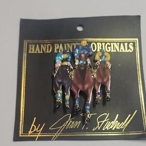 Hand Painted Horse Brooch By Joan Studwell Kentucky Derby Horses